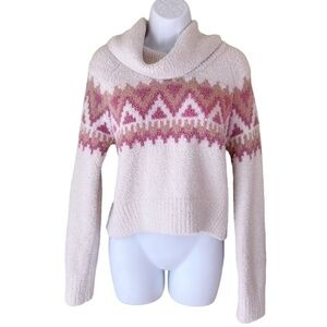 Kaisley Sweater Crop Cream and‎ Pink Sz S